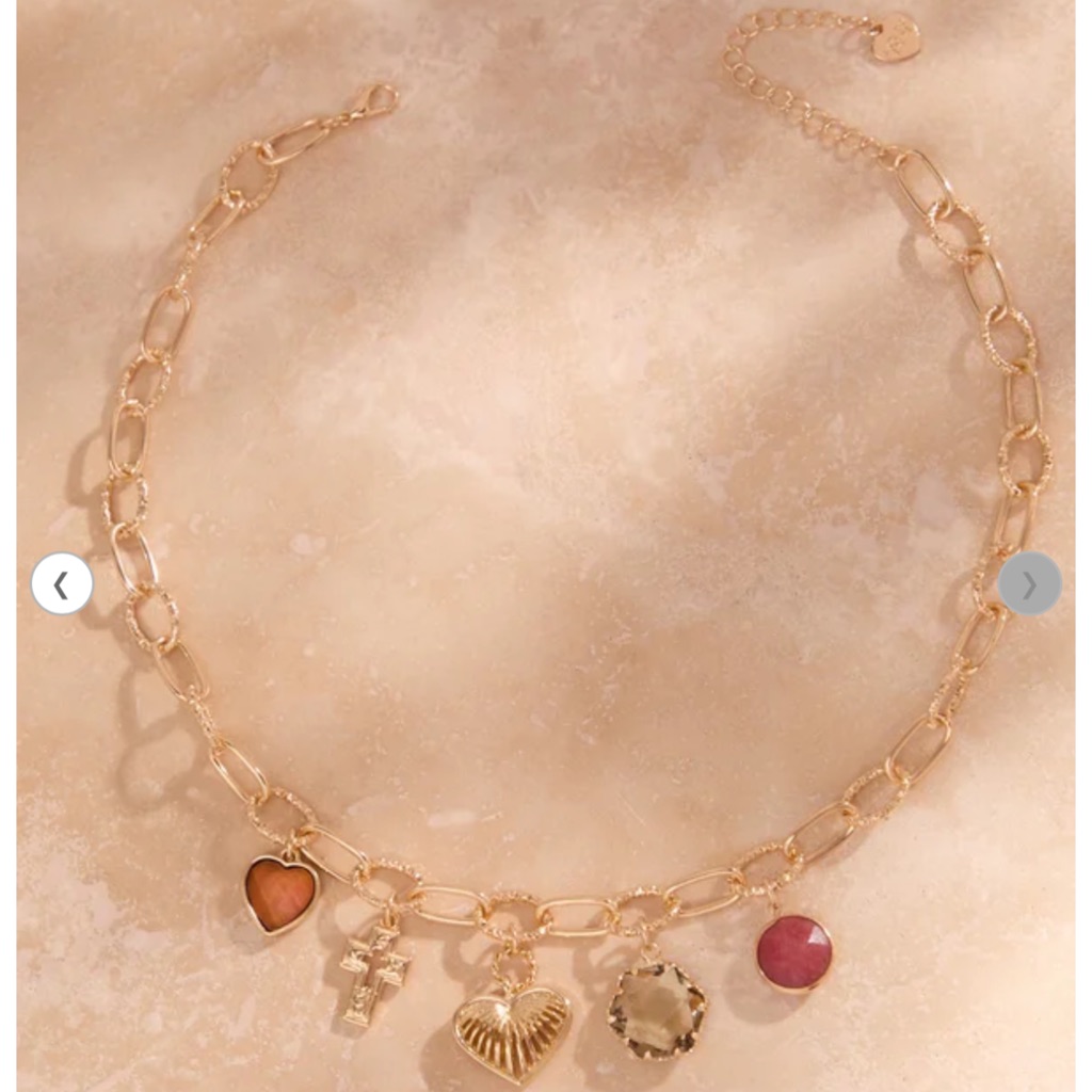 . Altar’d State Gold/Multicolor Chunky Chain Heart Necklace